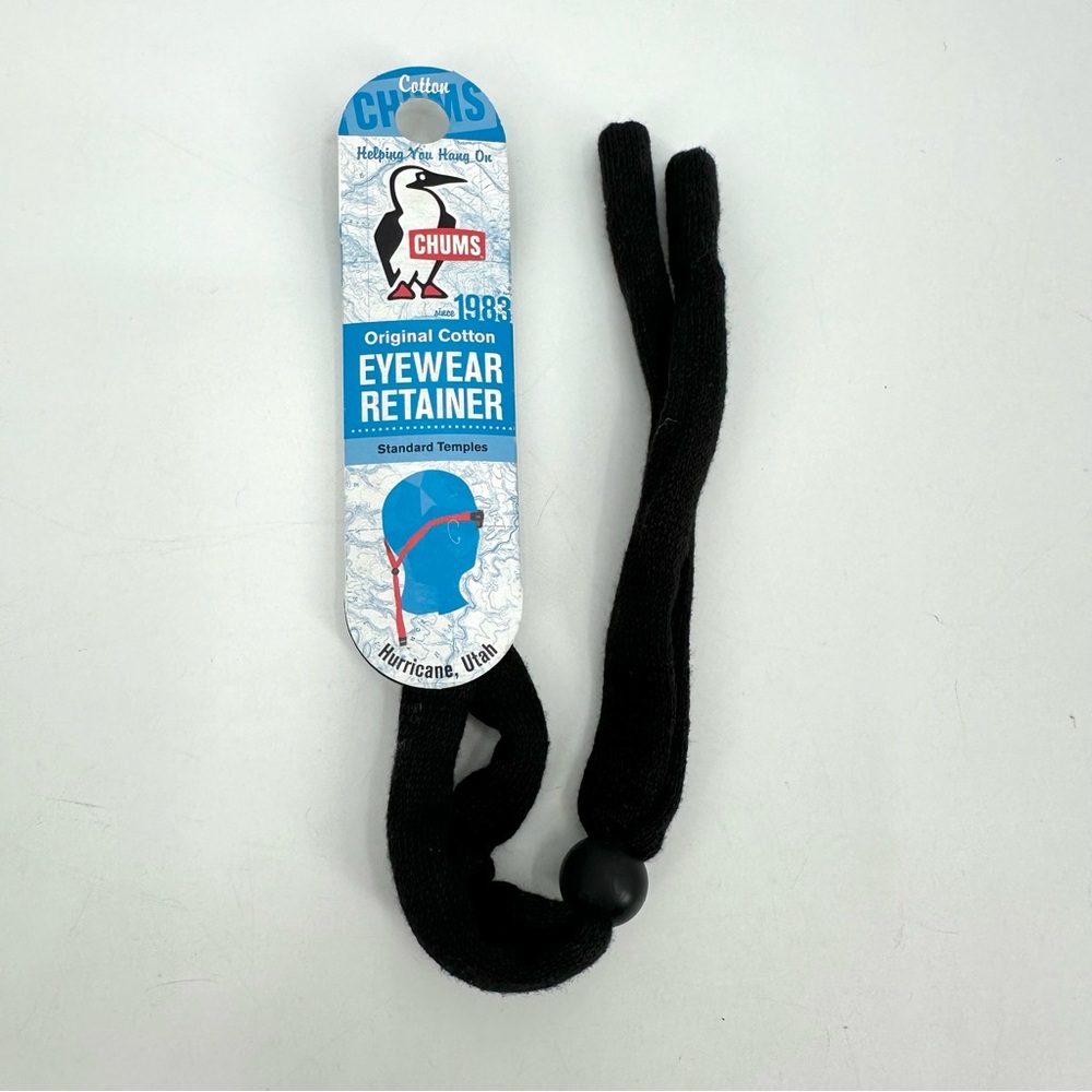 CHUMS Original Cotton Eyewear Retainer Standard Temples Unisex NEW Black